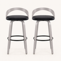 Front | both stools centered on a plain background, full height from footrest ring to back rail