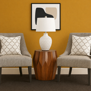 Kolvern Oyrareingir Wood Drum Table in a restyled supplier room | Pipeline B room-shell edit 7
