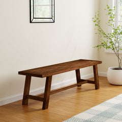 Angle | Three-quarter view of the Kolvern Perciato Wood Dining Bench