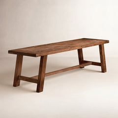 Angle | Three-quarter view of the Kolvern Perciato Wood Dining Bench