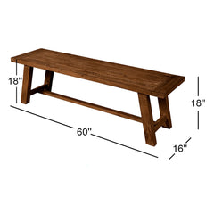 Angle | Three-quarter view of the Kolvern Perciato Wood Dining Bench