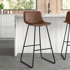 Angle | Three-quarter view of the Kolvern Pietralunga Faux Leather Bar Stool Set of 4