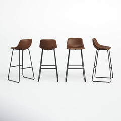 Angle | Three-quarter view of the Kolvern Pietralunga Faux Leather Bar Stool Set of 4