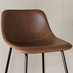 Detail | Close view of the Kolvern Pietralunga Faux Leather Bar Stool Set of 4