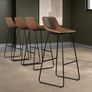 Kolvern Pietralunga Sled Base Leather Bar Stool in a restyled supplier room | Pipeline B room-shell edit 1