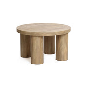 Kolvern Oak Pillar Coffee Table three quarter view on white studio background