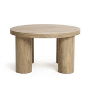 Kolvern Oak Pillar Coffee Table front view on white studio background