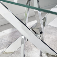 Detail | Close view of the Kolvern Santangelo Glass Dining Table