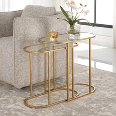 Room | The Kolvern Svinair Glass Oval Nesting Tables in a styled room