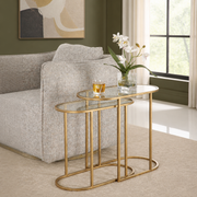Kolvern Svinair Glass Oval Nesting Tables in a restyled supplier room | Pipeline B room-shell edit 1