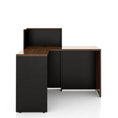 L-Shaped Reception Desk with Filing Cabinet, Walnut Manufactured Wood