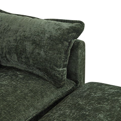L-Shaped Sectional Sofa with Green Chenille Upholstery