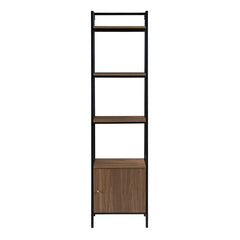 Ladder Bookcase with Storage Cabinet, 4 Shelf Tiers, Black and Walnut