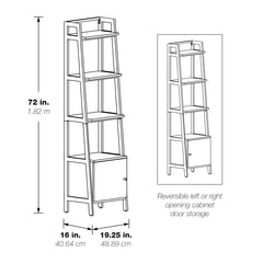 Ladder Bookcase with Storage Cabinet, 4 Shelf Tiers, Black and Walnut
