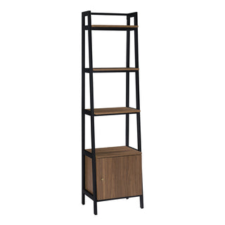 Ladder Bookcase with Storage Cabinet, 4 Shelf Tiers, Black and Walnut
