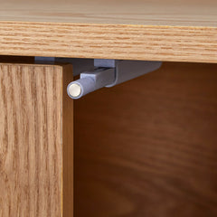 Ladder Shelf with Cabinet, 72.8 in H, Natural Veneered MDF with Black Metal Frame
