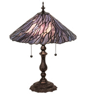 Lamp, 21 in H, Purple Art Glass Shade with Mahogany Bronze Base