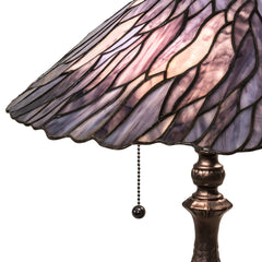 Lamp, 21 in H, Purple Art Glass Shade with Mahogany Bronze Base