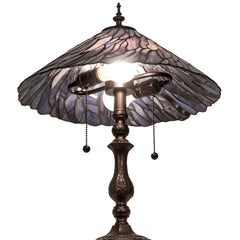 Lamp, 21 in H, Purple Art Glass Shade with Mahogany Bronze Base