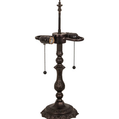 Lamp, 21 in H, Purple Art Glass Shade with Mahogany Bronze Base