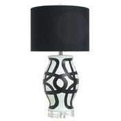Lamp, 36 In H, Black and White Ceramic Base with Black Shade