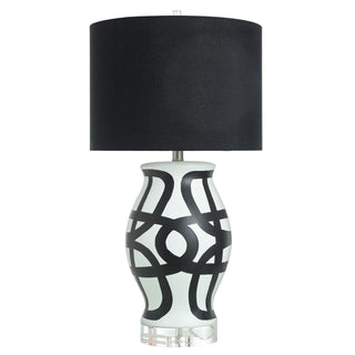 Lamp, 36 In H, Black and White Ceramic Base with Black Shade