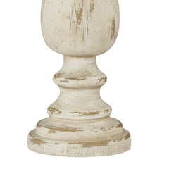 Lamp, Distressed Cream Resin Base with Cream Linen Drum Shade