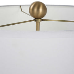 Lamp, Smoked Bronze Crystal Base with White Linen Shade