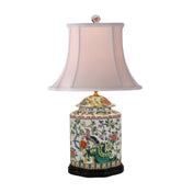 Lamp with 1 Light and White Shade, Multicolor Base