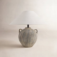 Lamp with Linen Shade and Ceramic Base