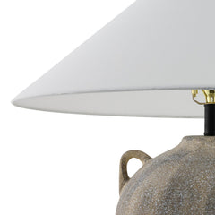 Lamp with Linen Shade and Ceramic Base