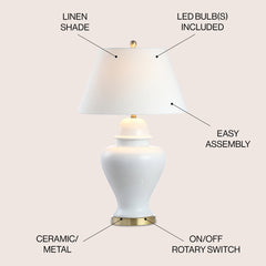Lamp with Linen Shade and LED Bulb Included