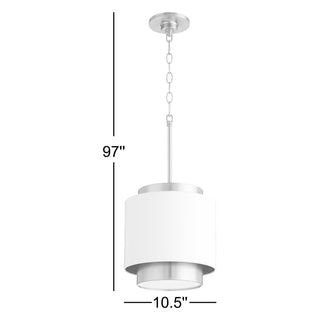 Lantern Pendant Light, 1-Light, Hardwired with White Metal Shade