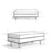 Large Rectangular Ottoman, Genuine Leather, Caramel Brown