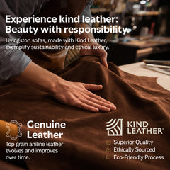 Large Rectangular Ottoman, Genuine Leather, Caramel Brown