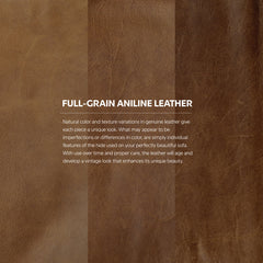 Large Rectangular Ottoman, Genuine Leather, Caramel Brown