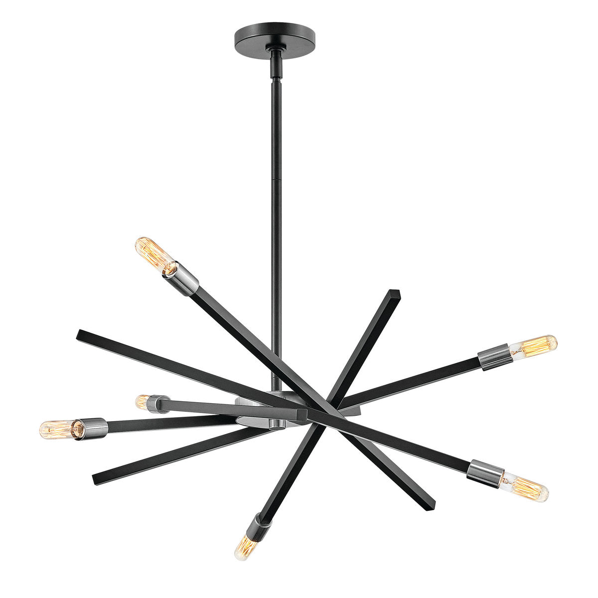 Large Sputnik Chandelier with 6 Lights in Satin Black