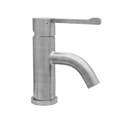 Lavatory Faucet, Single Hole with Extended Lever in Brushed Stainless Steel