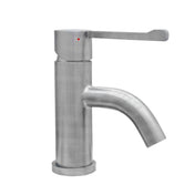 Lavatory Faucet, Single Hole with Extended Lever in Brushed Stainless Steel