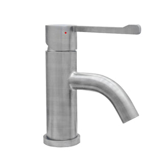 Lavatory Faucet, Single Hole with Extended Lever in Brushed Stainless Steel
