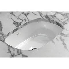 Lavatory Sink, Barcelona, Undermount, Oval, Plastic, Gloss White