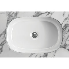 Lavatory Sink, Barcelona, Undermount, Oval, Plastic, Gloss White