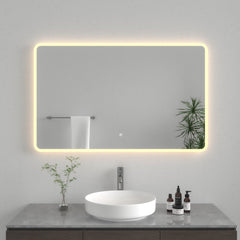 LED Bathroom Mirror, Aurora, 30 in x 48 in with Anti-Fog in Silver