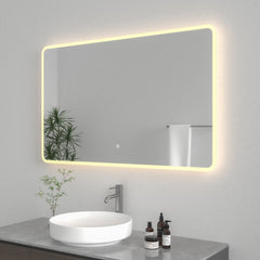 LED Bathroom Mirror, Aurora, 30 in x 48 in with Anti-Fog in Silver