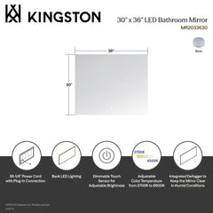LED Bathroom Mirror, Aurora, Dimmable with Anti-Fog in Silver