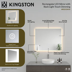 LED Bathroom Mirror, Aurora, Dimmable with Anti-Fog in Silver
