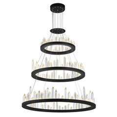 LED Chandelier, 3-Tier, Satin Black Metal with Crystal