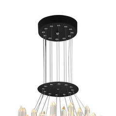 LED Chandelier, 3-Tier, Satin Black Metal with Crystal