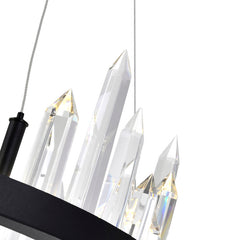 LED Chandelier, 3-Tier, Satin Black Metal with Crystal