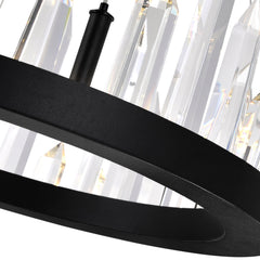 LED Chandelier, 3-Tier, Satin Black Metal with Crystal